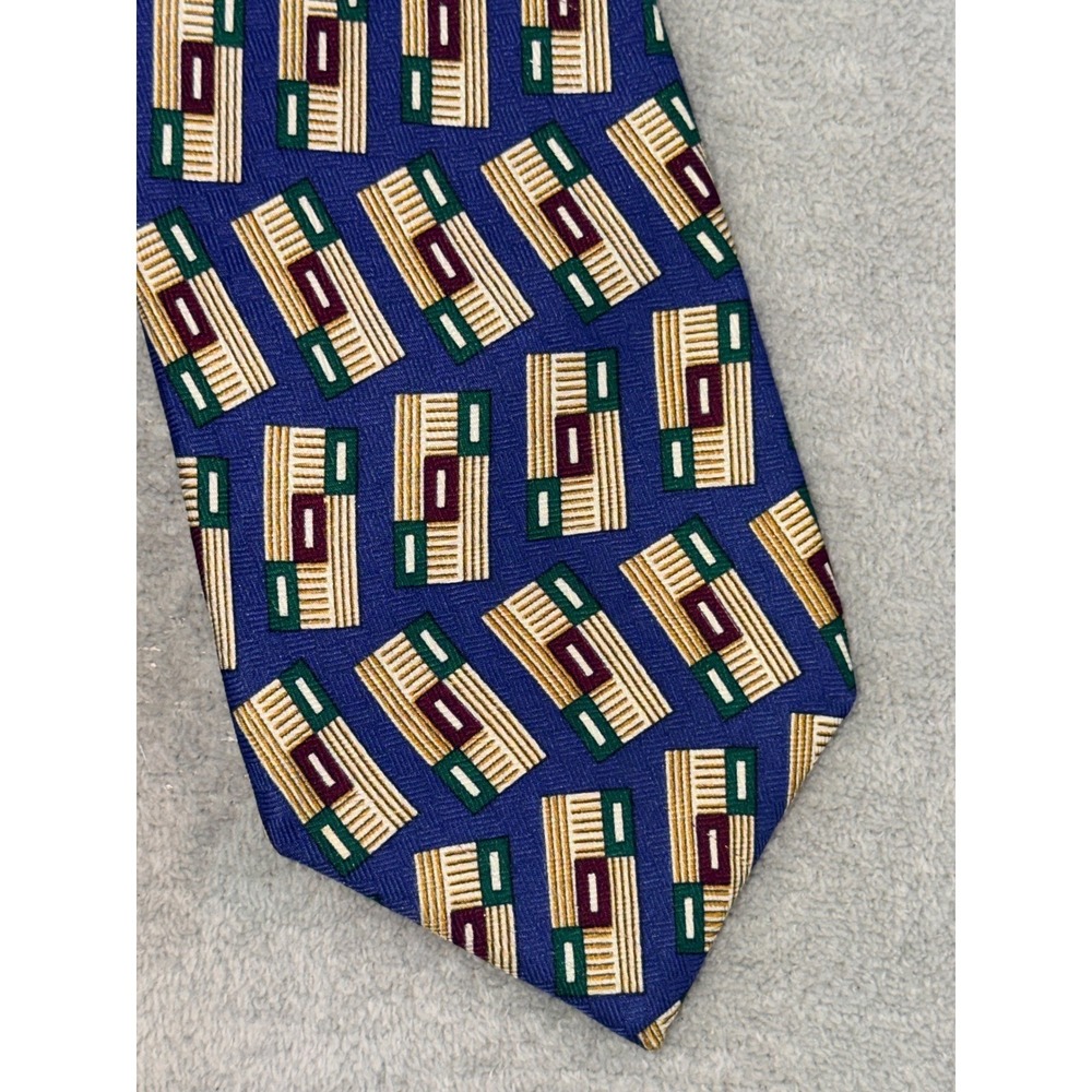 Jos A Bank Executive Collection‎ Silk Tie Navy Blue Geometric Mens Necktie